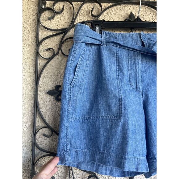 Talbots Tie Waist Linen Blend Shorts - Size 6 - Blue - Picture 4 of 12